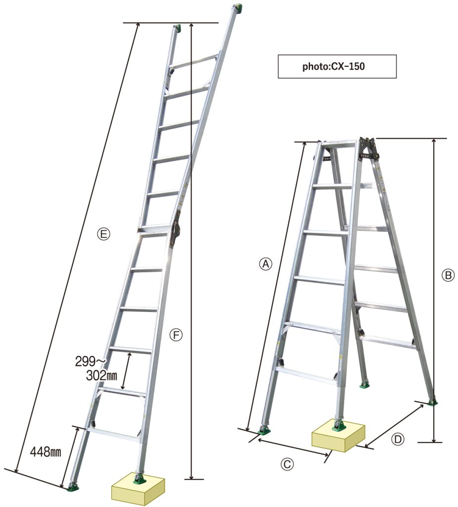 四脚調節式 脚異長はしご兼用脚立 ピッチ DW180 - 脚立、はしご、足場